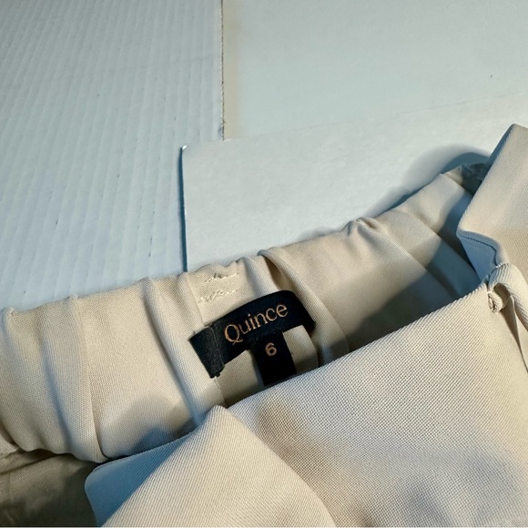 NWOT Quince Stretch Crepe Pleated Wide Leg Pants, Sand, Size 6 - Picture 5 of 6